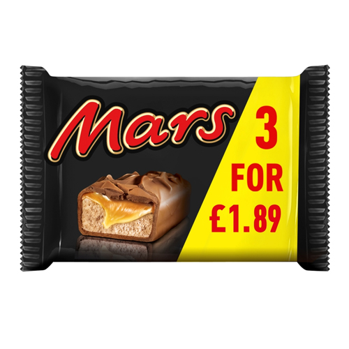SNICKERS CARAMEL, NOUGAT, PEANUTS & MILK CHOCOLATE BAR PMP £1.89 3PK 125.1G