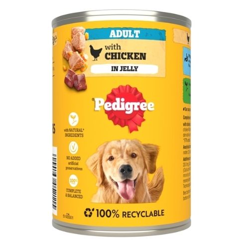 PEDIGREE ADULT WET DOG FOOD TIN CHICKEN IN JELLY 385G