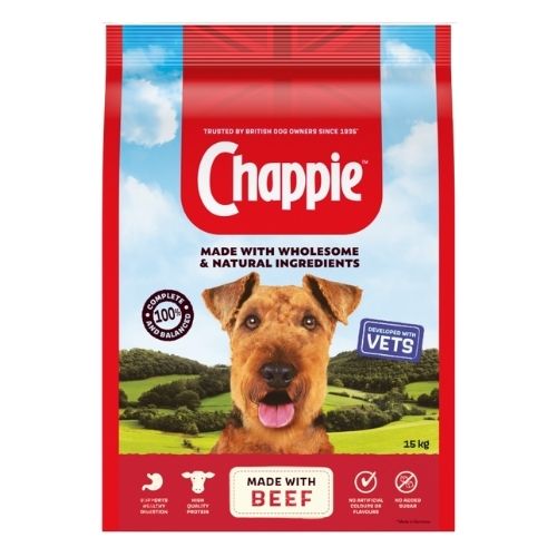 CHAPPIE COMPLETE ADULT DRY DOG FOOD BEEF & WHOLEGRAIN CEREAL 15KG