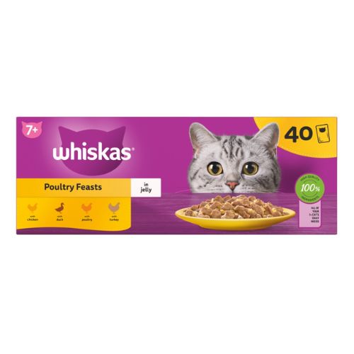WHISKAS 7+ POULY POUCH SELECTION IN JELLY 85G