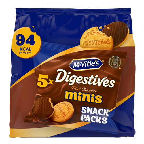 MCVITIE'S DIGESTIVE MILK CHOCOLATE DIGESTIVE MINIS BISCUITS 5PK 19G