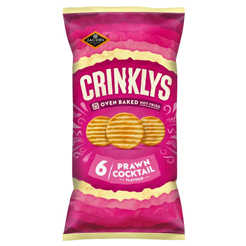 JACOB’S CRINKLYS PRAWN COCKTAIL 30% LESS FAT BAKED 6PK 23G