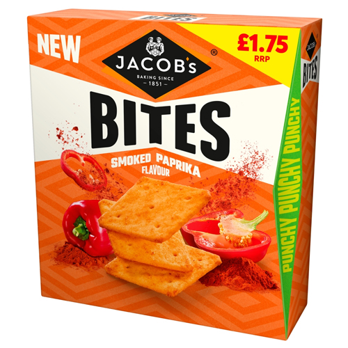 JACOB'S BITES SMOKED PAPRIKA CRACKERS PMP £1.75 125G