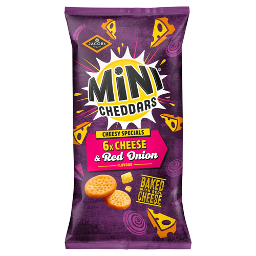 JACOB'S MINI CHEDDARS CHEDDAR & RED ONION BAKED SNACKS 6PK 138G