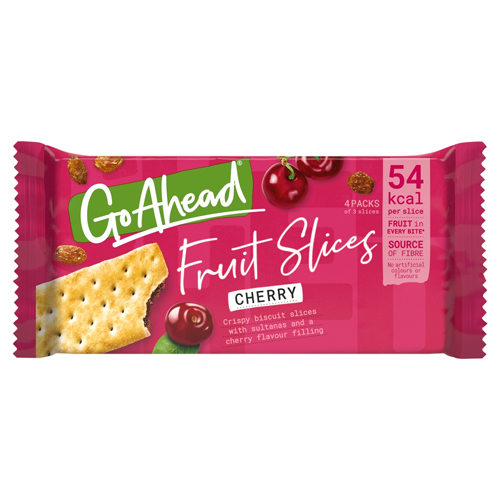 GO AHEAD CHERRY CRISPY FRUIT SLICES SNACK BARS 4PK 174.4G