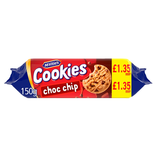 MCVITIE'S MILK CHOC CHIP COOKIES PMP £1.35 150G