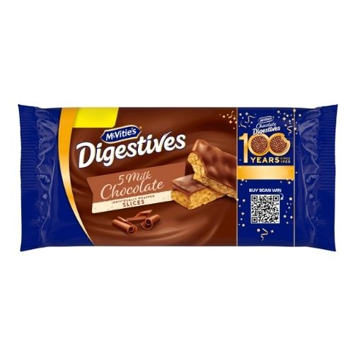 MCVITIE'S DIGESTIVE MILK CHOCOLATE SLICES CAKE BARS PMP £1.49 5PK 114.1G