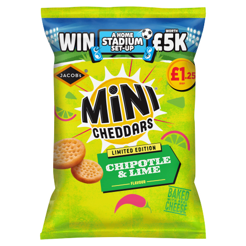 JACOB'S CHIPOTLE & LIME MINI CHEDDARS PMP £1.25 90G