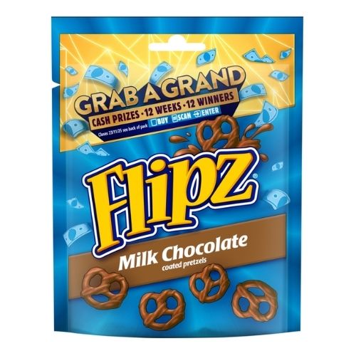 FLIPZ PRETZELS MILK CHOCOLATE SNACKS 90G