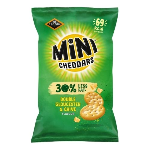 JACOB'S MINI CHEDDARS 30% LESS FAT DOUBLE GLOUCESTER & CHIVE SNACKS 115G