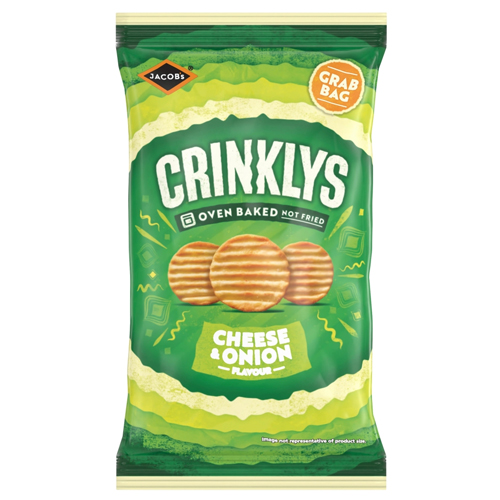 JACOB'S CRINKLYS CHEESE & ONION FLAVOUR GRAB BAG 45G