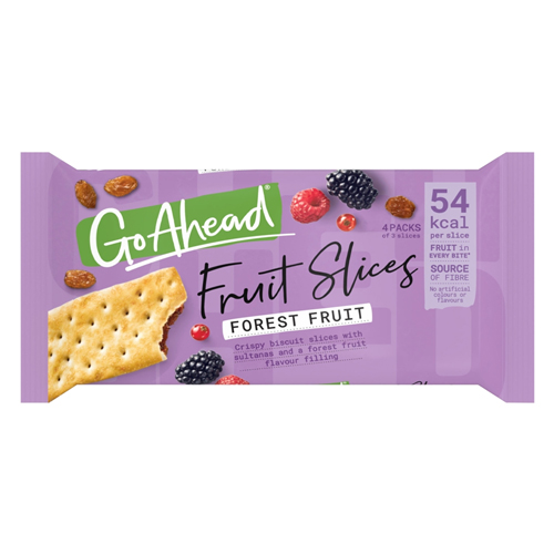 GO AHEAD FOREST FRUIT CRISPY FRUIT SLICES SNACK BARS 4PK 174.4G