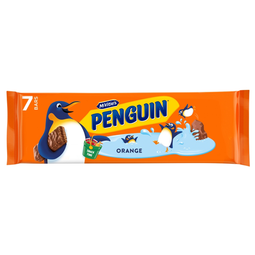 MCVITIE'S PENGUIN ORANGE CHOCOLATE BISCUIT BAR 7PK 172G