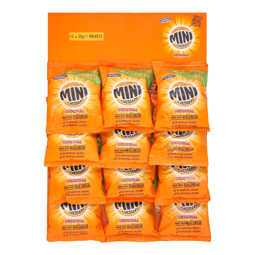 MCVITIE'S BAKED MINI CHEDDARS ORIGINAL CHEESE SNACKS HANDY PACKS 12PK 35G