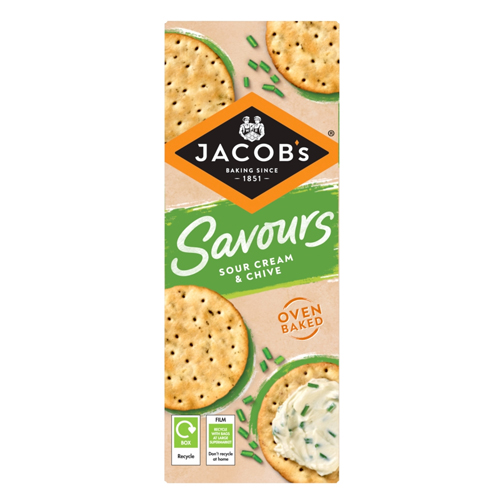JACOB'S SAVOURS THINS SOUR CREAM & CHIVE 150G