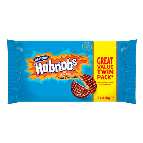 MCVITIE'S HOBNOBS MILK CHOCOLATE BISCUITS TWIN 2PK 318G