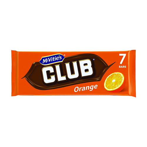 MCVITIE'S CLUB ORANGE BAR 7PK 161G