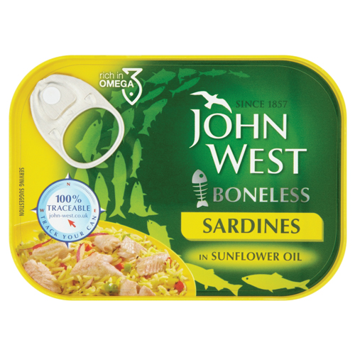 JOHN WEST BONELESS SARDINES IN SUNFLOWER OIL 95G