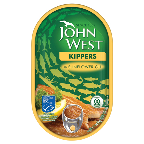 JOHN WEST KIPPERS IN SUNFLOWER OIL 145G