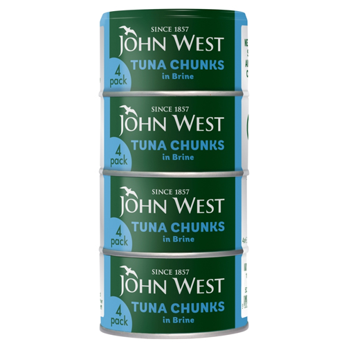 JOHN WEST TUNA CHUNKS IN BRINE 4PK 125G