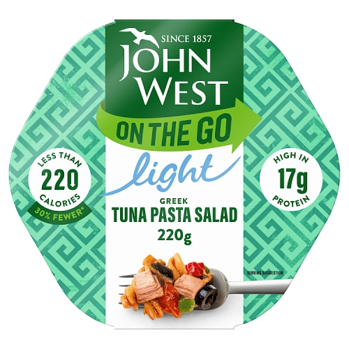 JOHN WEST ON THE GO LIGHT GREEK TUNA PASTA SALAD 220G
