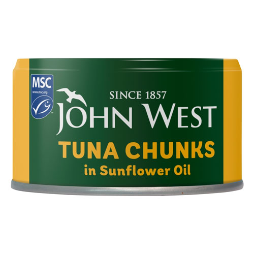 JOHN WEST TUNA CHUNKS IN SUNFLOWER OIL 63G