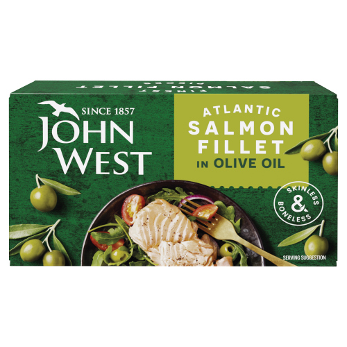 JOHN WEST ATLANTIC SALMON FILLET IN OLIVE OIL 115G