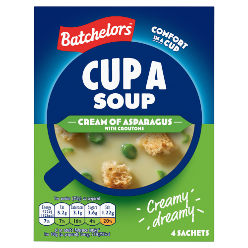 BATCHELORS CUPA SOUP CREAM OF ASPARAGUS WITH CROUTONS 4PK 117G