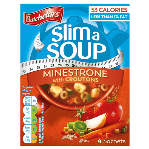 BATCHELORS SLIM A SOUP WITH CROUTONS MINESTRONE 4 SACHETS 61G