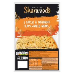 SHARWOOD'S 2 GARLIC & CORIANDER FLAME-BAKED NAANS 7X 260G