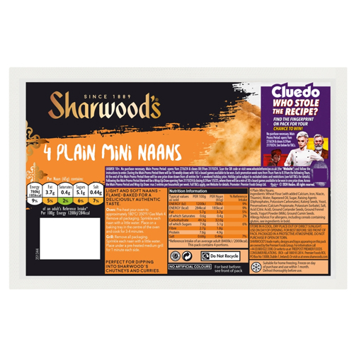 SHARWOOD'S 4 PLAIN MINI NAANS 8X 260G