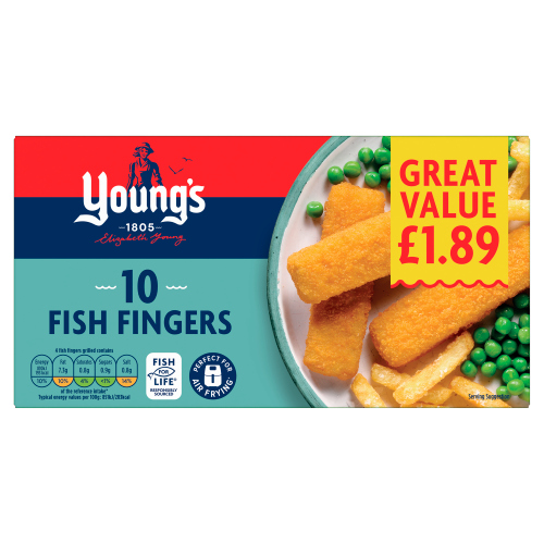 YOUNG'S 10 FISH FINGERS PMP £1.89 250G