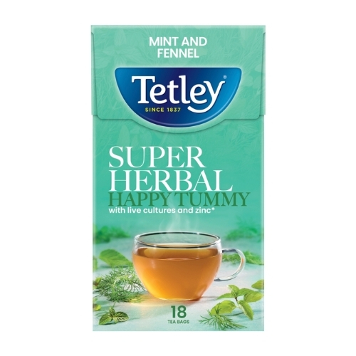 TETLEY SUPER HERBAL MINT&FENNEL 18'S TEA BAGS 32.4G
