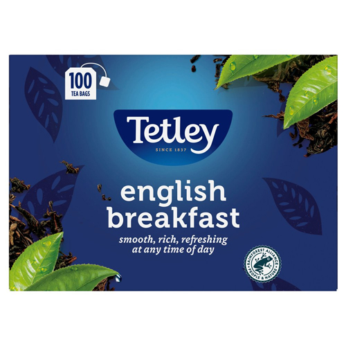 TETLEY 100 ENGLISH BREAKFAST TEA BAGS 250G