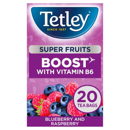 TETLEY SUPER FRUITS BOOST BLUEBERRY & RASPBERRY 20S 2G