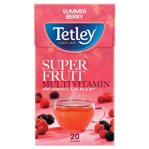 TETLEY SUPER FRUIT MULTIVITAMIN SUMMER BERRY TEA BAGS 20S 40G