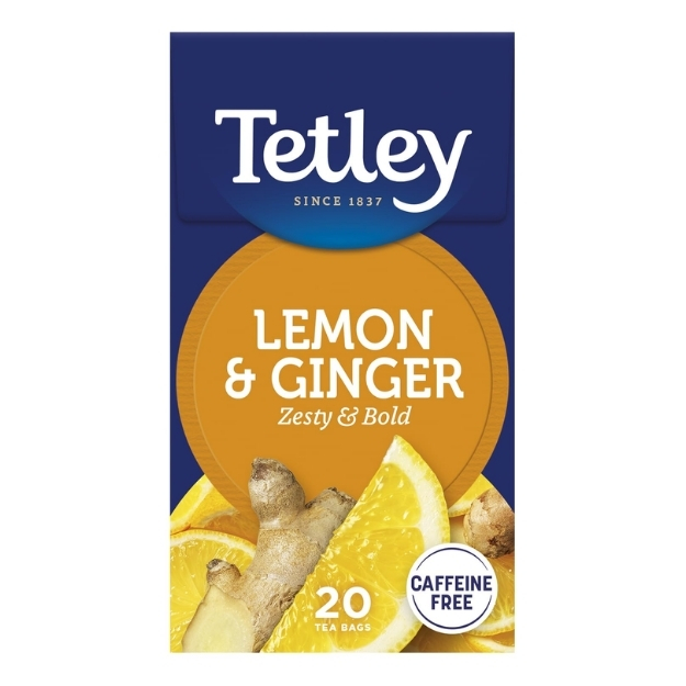 TETLEY ZINGY LEMON & GINGER PACK OF 4 BOXES 80 TEABAGS