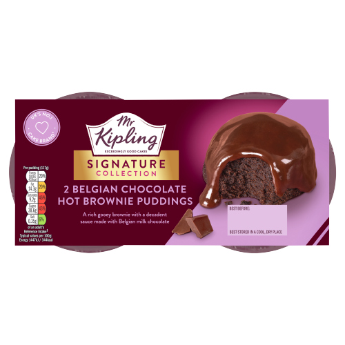 MR KIPLING SIGNATURE BELGIAN CHOCOLATE BROWNIE PUDDINGS DESSERT CAKE 105G/NFEU/