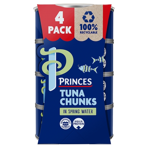 PRINCES TUNA CHUNKS 4PK SPRINGWATER 145G