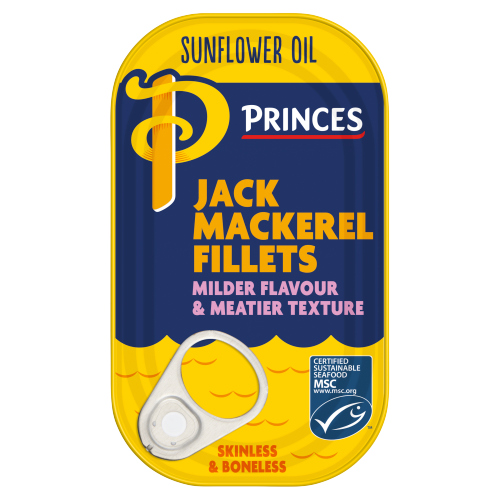 PRINCES SUNFLOWER OIL JACK MACKEREL FILLETS 125G