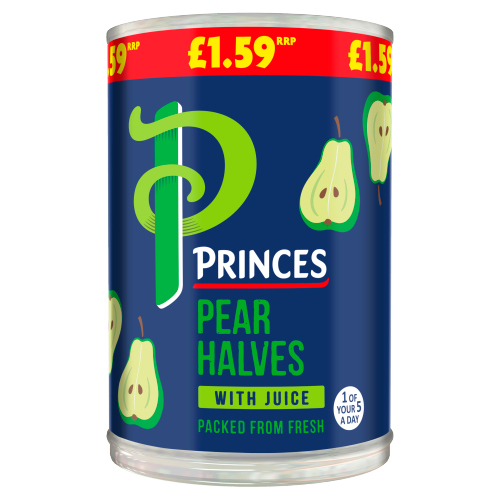 PRINCES PEAR HALVES WITH JUICE PMP £1.59 410G