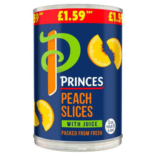 PRINCES PEACH SLICES WITH JUICE PMP £1.59 410G