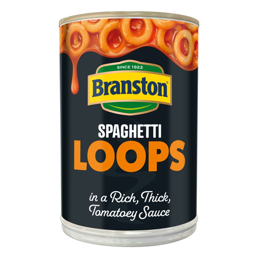 BRANSTON SPAGHETTI LOOPS IN A RICH & TASTY TOMATO SAUCE 395G