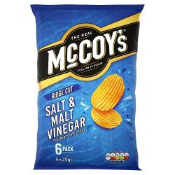 MCCOY'S SALT & MALT VINEGAR CRISPS 6PK 25G