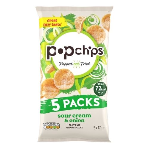 POPCHIPS SOUR CREAM & ONION CRISPS 5PK 17G