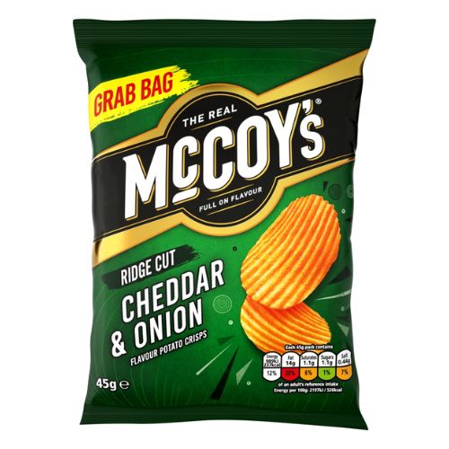 MCCOY'S CHEDDAR & ONION GRAB BAG CRISPS 26X 45G