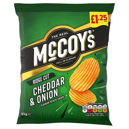 MCCOY'S CHEDDAR & ONION CRISPS PMP £1.25 65G