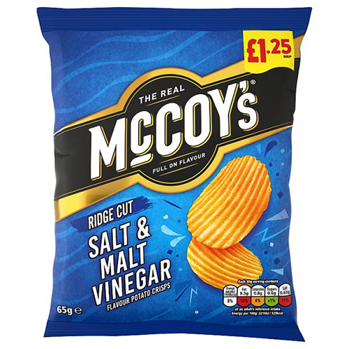 MCCOY'S SALT & MALT VINEGAR CRISPS PMP £1.25 65G