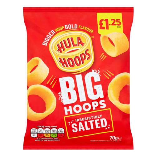 HULA HOOPS BIG HOOPS SALTED PMP £1.25 70G