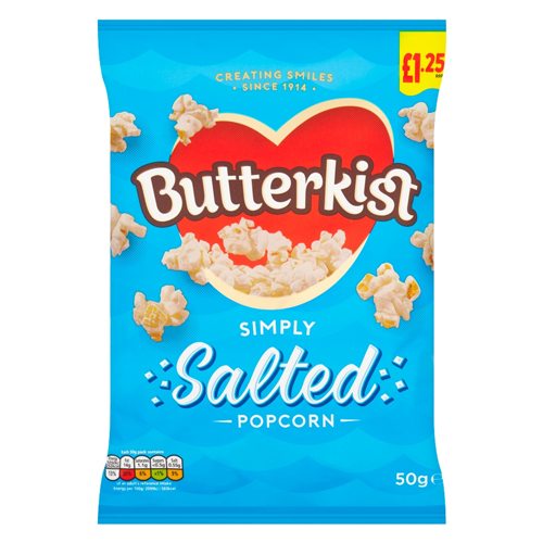BUTTERKIST SIMPLY SALTED POPCORN PMP £1.25 50G